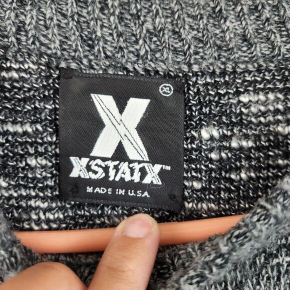 VINTAGE Xstatx Sweater Men XL Gray Pullover Geometric Grunge Preppy Knit USA 90s - Picture 2 of 5